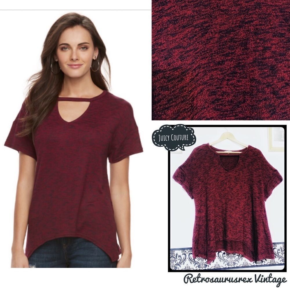 JUICY Couture Sangria Sharkbite Hem Tunic Blouse